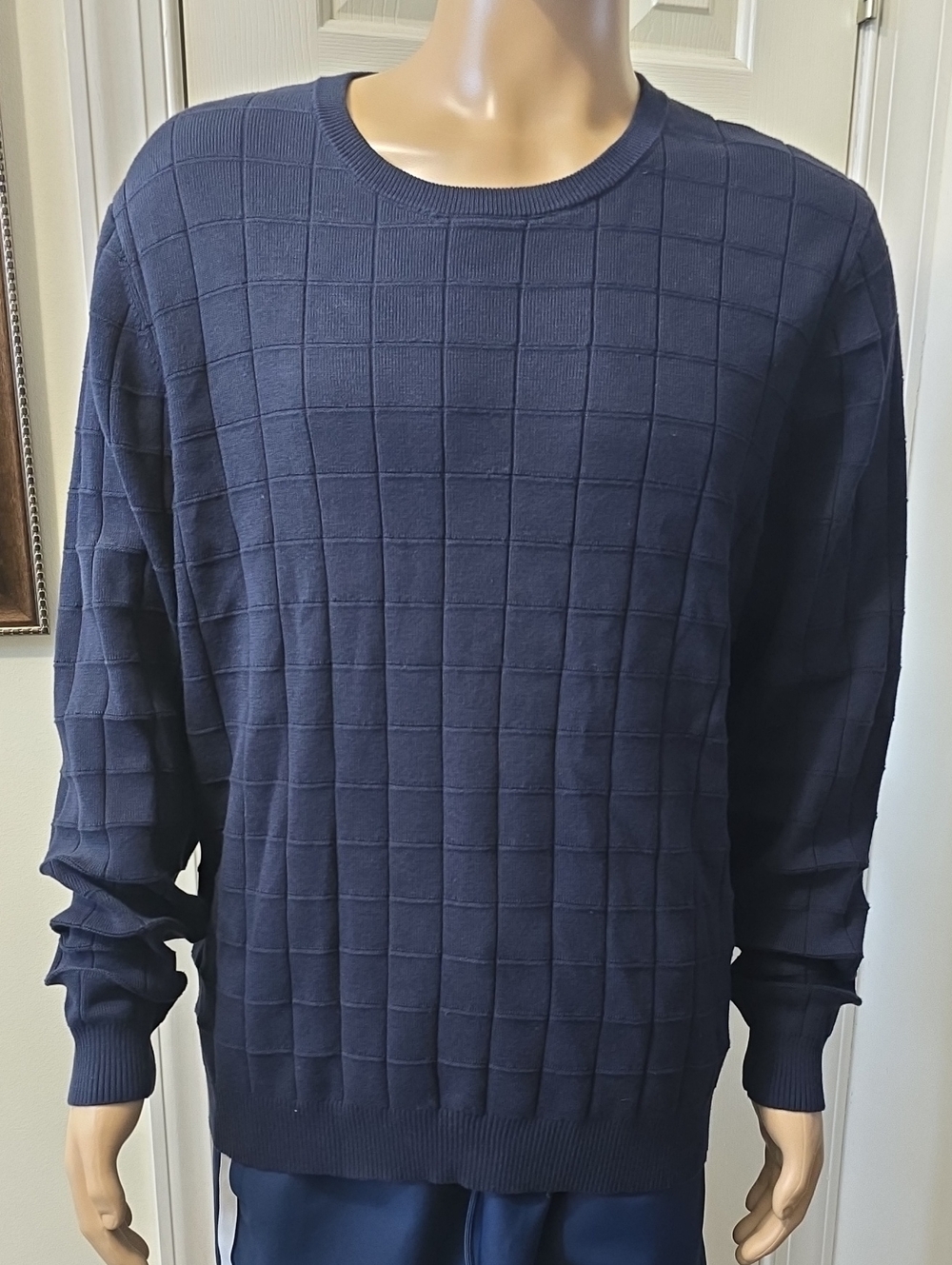STYLUS BRAND MEN'S BLUE WINTER LONG SLEEVES PULLOVER COTTON SWEATER SIZE XL